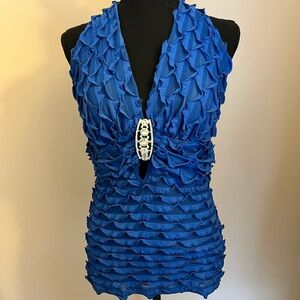 Elegant Blue Sleeveless Top
